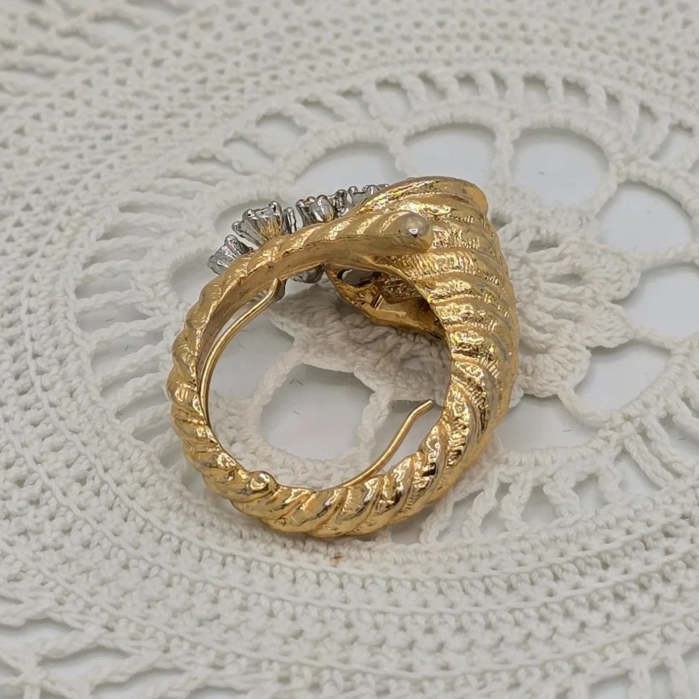 Vintage Cornucopia Rhinestone Ring Horn Of Plenty Goldtone Size 6